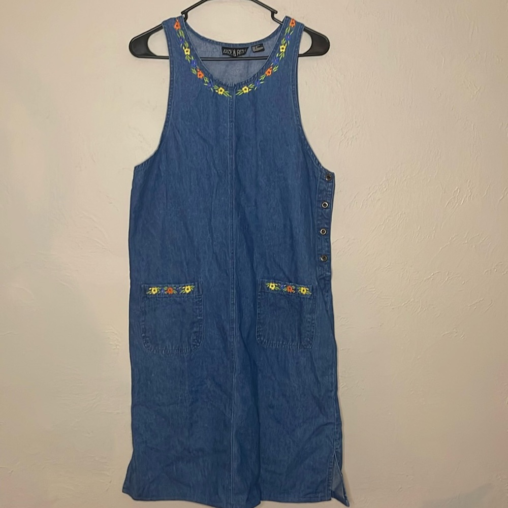 Vintage Floral Denim Dress
